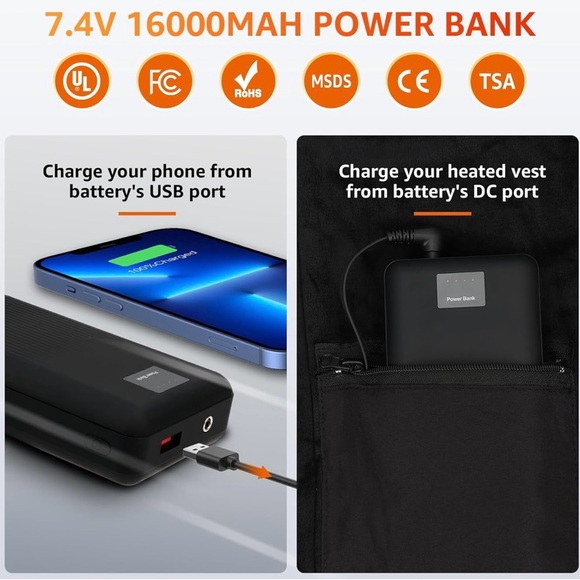 NEW - L/XLHeated Vest for Men w/ Battery Pack Included, Polar Fleece Lightweight - Picture 4 of 7